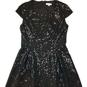 Calvin Klein Womens Sequin Embellished Pleated Tea Dress Black 8